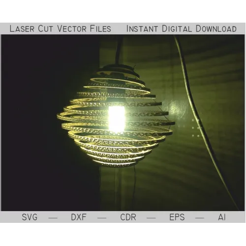  Spiralpendellampe — Laserskåret vektorfil (SVG, DXF, AI, EPS, CDR)