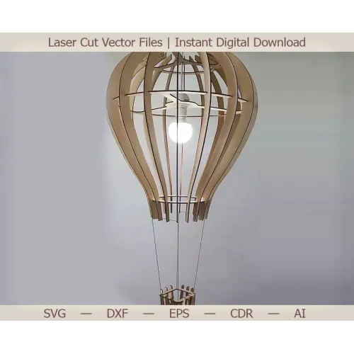  Lysekrone med varmluftballon - laserskåret vektorfil