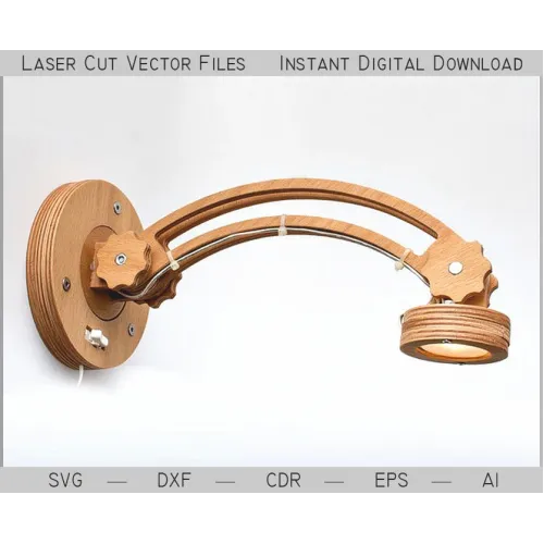  Justerbar væglampe i krydsfiner – Laserskårne vektorfiler (SVG DXF AI EPS CDR)