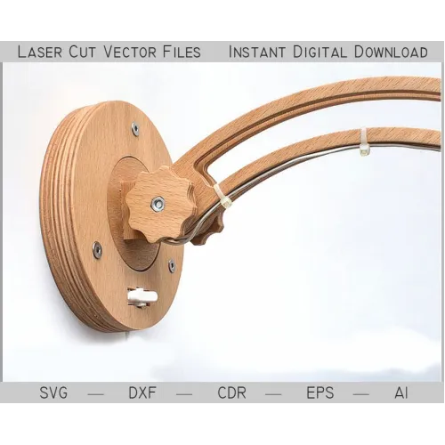  Justerbar væglampe i krydsfiner – Laserskårne vektorfiler (SVG DXF AI EPS CDR)