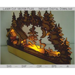 Casa da Luz Noturna na floresta