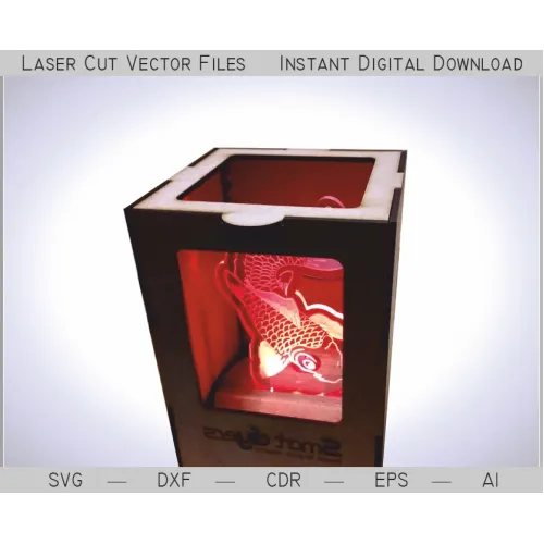  Koi-fisk-natlampe — Laserskåret vektorfil (SVG DXF CDR EPS AI)