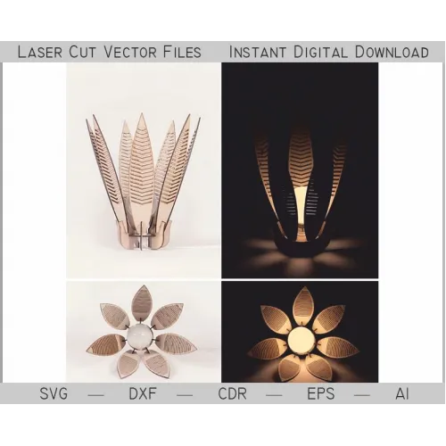  Blomsterlampe laserskåret vektor skabelon