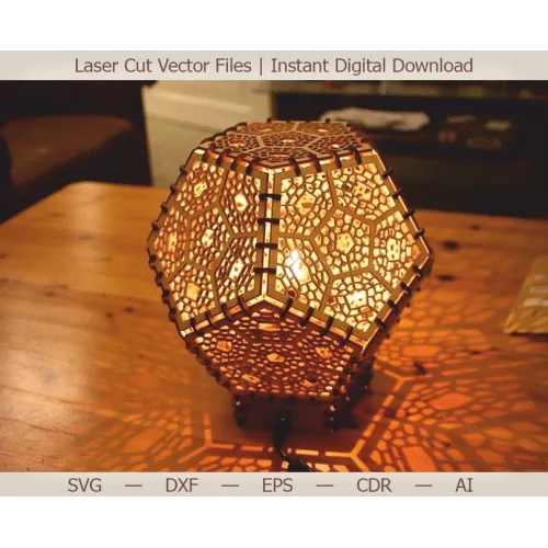  Dodecaeder Geometrisk Lampe Laserskåret SVG Skabelon