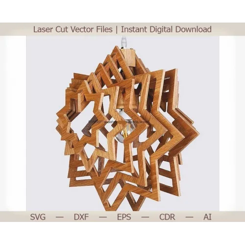  Stjerneformet pendellampe — Laserskårne vektorfiler (SVG, DXF, EPS)