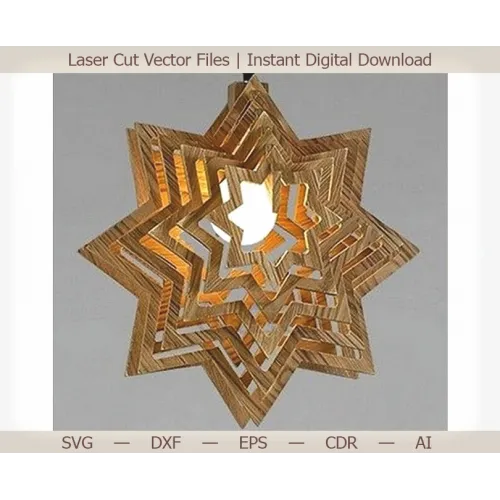  Stjerneformet pendellampe — Laserskårne vektorfiler (SVG, DXF, EPS)