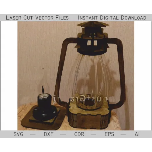  Vintage lanternelampe laserskåret vektor skabelon