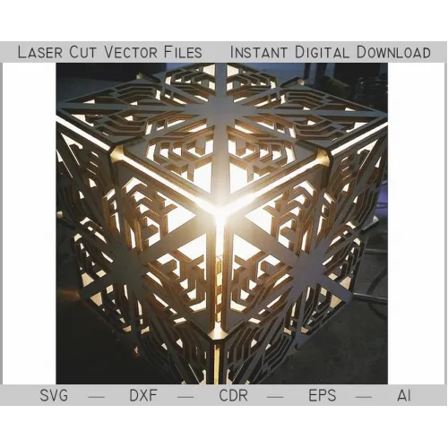  Dekorativ lampekube - laserskåret vektorskabelon