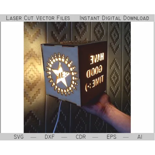  Have Good Time-terninglampe — Laserskåret vektorskabelon