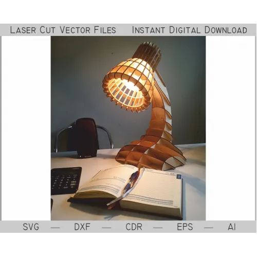  Organisk spiralbordlampe - laserskåret vektorfil (download med det samme)