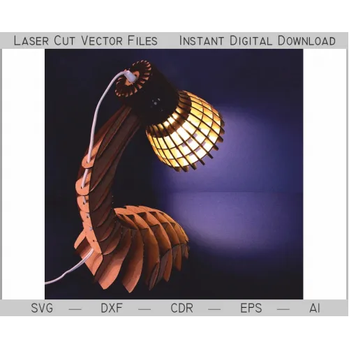  Organisk spiralbordlampe - laserskåret vektorfil (download med det samme)