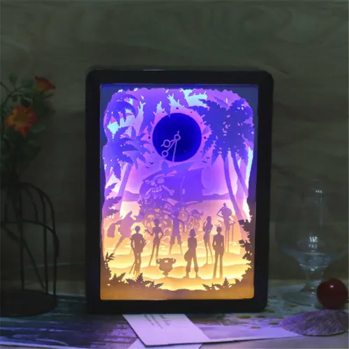  Lagdelt 3D-skyggelampevektor — Pirate Island LED-baggrundsbelyst fil