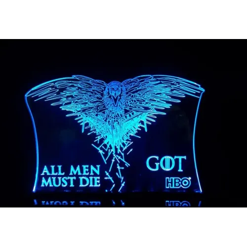  All Men Must Die Raven - Game of Thrones Inspireret Akryl 3D Lampe Vektor