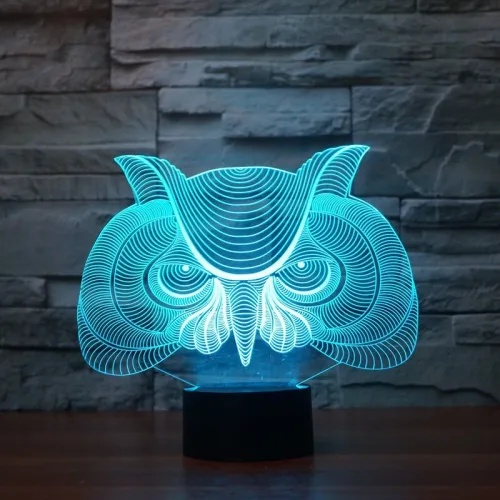  Ugle 3D illusion akryl natlampe vektor til laserskæring