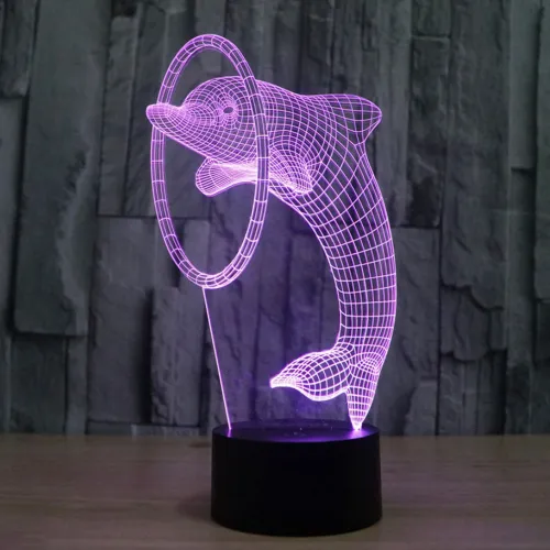  Delfin 3D illusionslampe laserskærefil til akryl LED natlampe