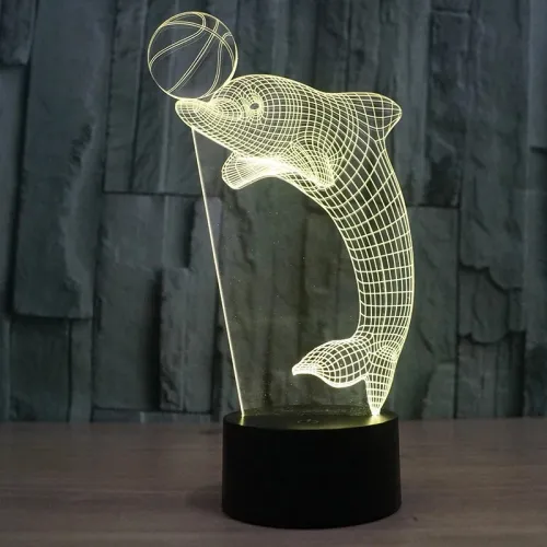  3D Delfin Natlampe Laserskærefil – Vektorskabelon til LED-lampe