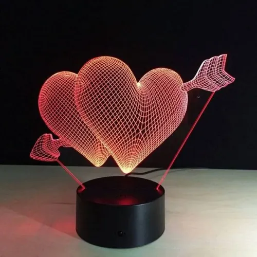  Hjerte 3D LED natlys laserskåret vektorfil
