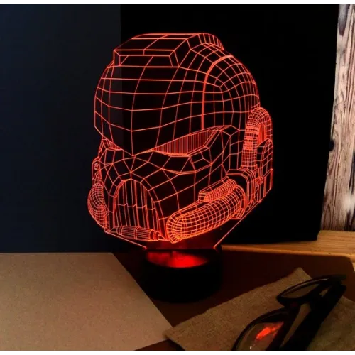  Futuristisk Wireframe-hjelm akryl natlampe vektorfil til laserskæring