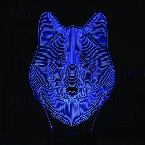  Ulv 3D LED Natlampe - Laserskåret Vektorfil