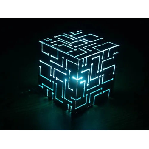  Alien Circuit Cube Lamp - Laserskåret vektor skabelon