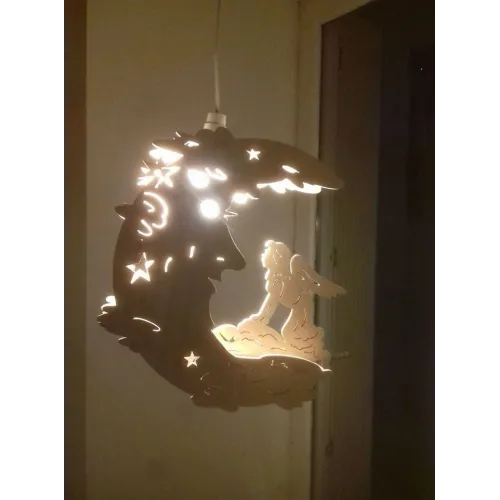  Måne og engel laserskåret lampe vektor skabelon