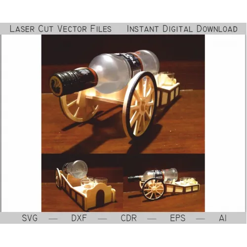  Minibar Cannon laserskåret vektorfil — Flaske- og shotglasholder