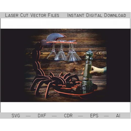  Scorpion Minibar Vector File — Laserskåret Scorpion Vinreol Skabelon