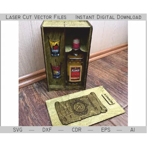  Caixa para Conjunto de Bebidas Alcoólicas - Arquivo Vetorial para Corte a Laser (SVG DXF AI EPS CDR)