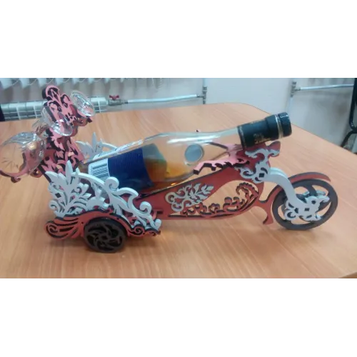  Motorcykel vinflaskeholder laserskåret fil - vektor skabelon for producenter