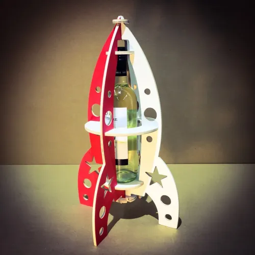  Rocket Minibar Laser Cut Vector - Vinflaskeholder Skabelon