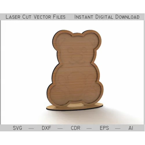  Ours en peluche For Wishes - Ours en peluche autoportant découpé au laser (vectoriel)