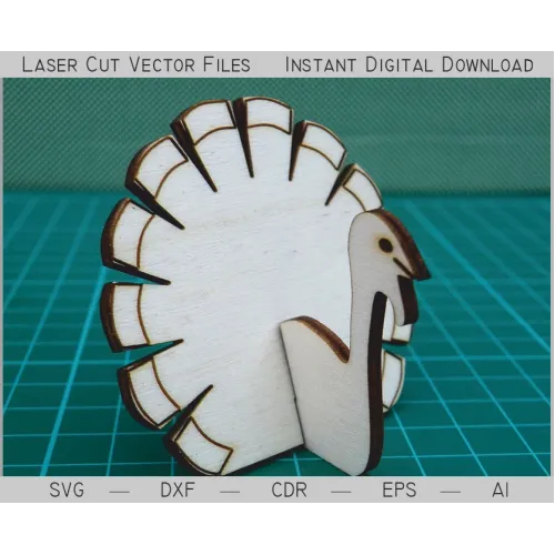  Påfugleservietholder - Laserskåret vektorfil (SVG DXF AI EPS CDR)