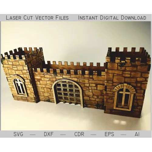 Fort Castle servietholder og salt- og peberdåse laserskåret vektor