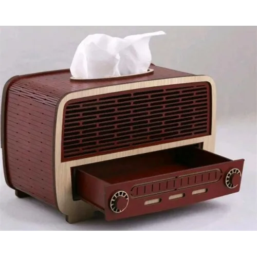  Retro radio tissue box laserskåret vektor skabelon til CNC & laser