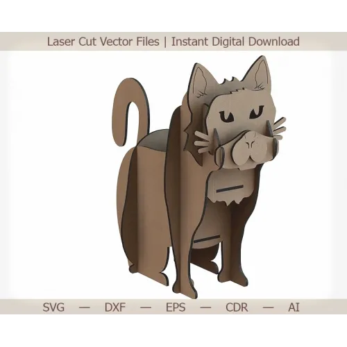  Skrivebordsorganisator til katte - Laserskåret vektorfil (SVG, DXF, EPS)
