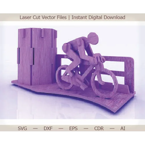  Cyklist laserskåret vektorfil til 3D cykelskulptur