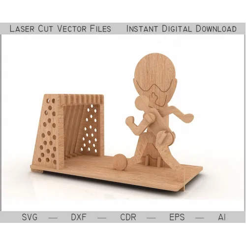 Fodboldspiller blyantholder laserskåret fil – SVG DXF AI EPS CDR