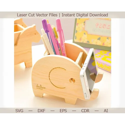  Elefantpenholder laserskåret fil | Øjeblikkelig SVG DXF EPS download