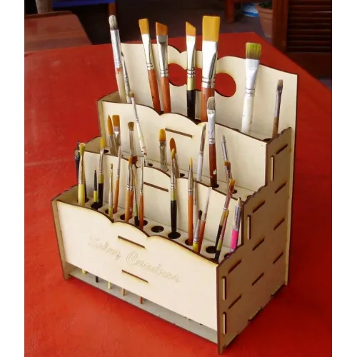  Penselorganisator — Laserskåret vektorskabelon
