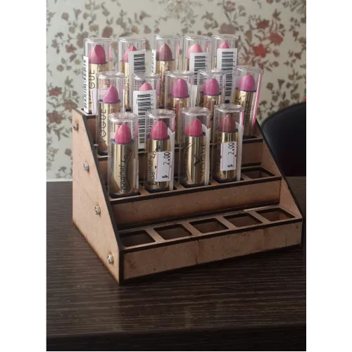 Laserskærefil til læbestiftorganisator — Vektorskabelon til makeupdisplay