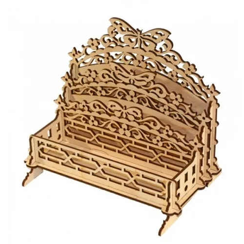  Organizador de mesa com filigrana de borboleta — Arquivo vetorial para corte a laser