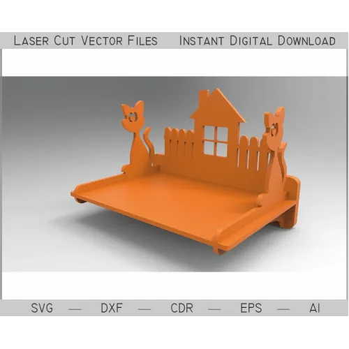  Hyldekatte — Laserskåret vektorhyldeskabelon (SVG DXF AI EPS)
