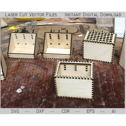  Sæt med laserskårne kasser vektor skabelon — SVG DXF AI EPS CDR