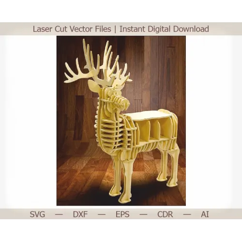  3D hjortehylde laserskåret vektorfil (SVG, DXF, EPS, AI)