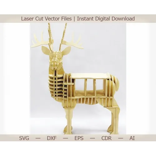  3D hjortehylde laserskåret vektorfil (SVG, DXF, EPS, AI)