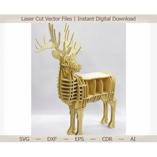  3D hjortehylde laserskåret vektorfil (SVG, DXF, EPS, AI)