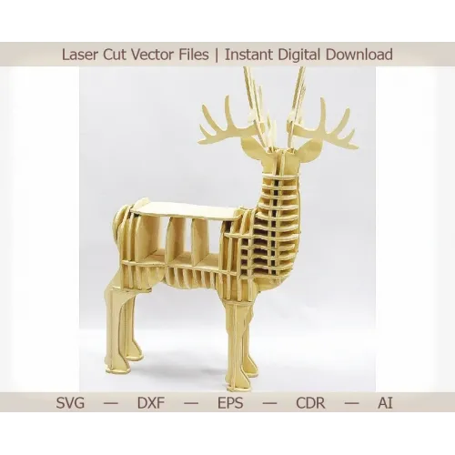  3D hjortehylde laserskåret vektorfil (SVG, DXF, EPS, AI)