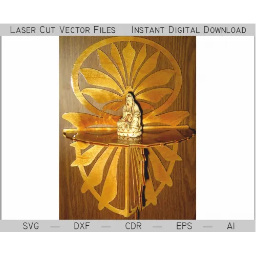  Lotus væghylde laserskåret vektorskabelon — download med det samme