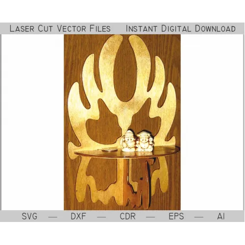  Flamme væghylde vektor skabelon — Laserskåret SVG/DXF/EPS