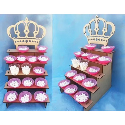  Crown Cupcake Stand - Laserskåret vektorfil